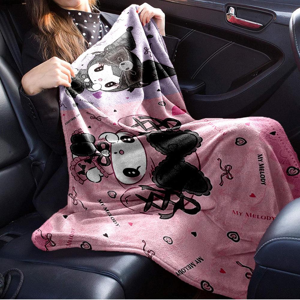 1pc Flannel Kuromi, My Melody, SanrioThrow Blanket, Cartoon Truck Pattern Printed Blanket, Warm Cozy Soft Blanket For Couch Bed Sofa Car Off