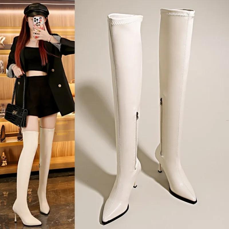 Fashion 2024 New Women's Over The Knee High Boots Sexy Long Thigh High Boot Ladies Winter Shoes Black Gold Heeled Party Shoes