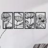 4-Piece Metal Lotus Flower Wall Decor - Abstract Floral Splicing Line Art | Minimalist Hanging Wall Sculpture
