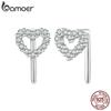 BAMOER Platinum Gold Plated Heart Stud Earrings | 925 Sterling Silver Dainty Earrings for Women