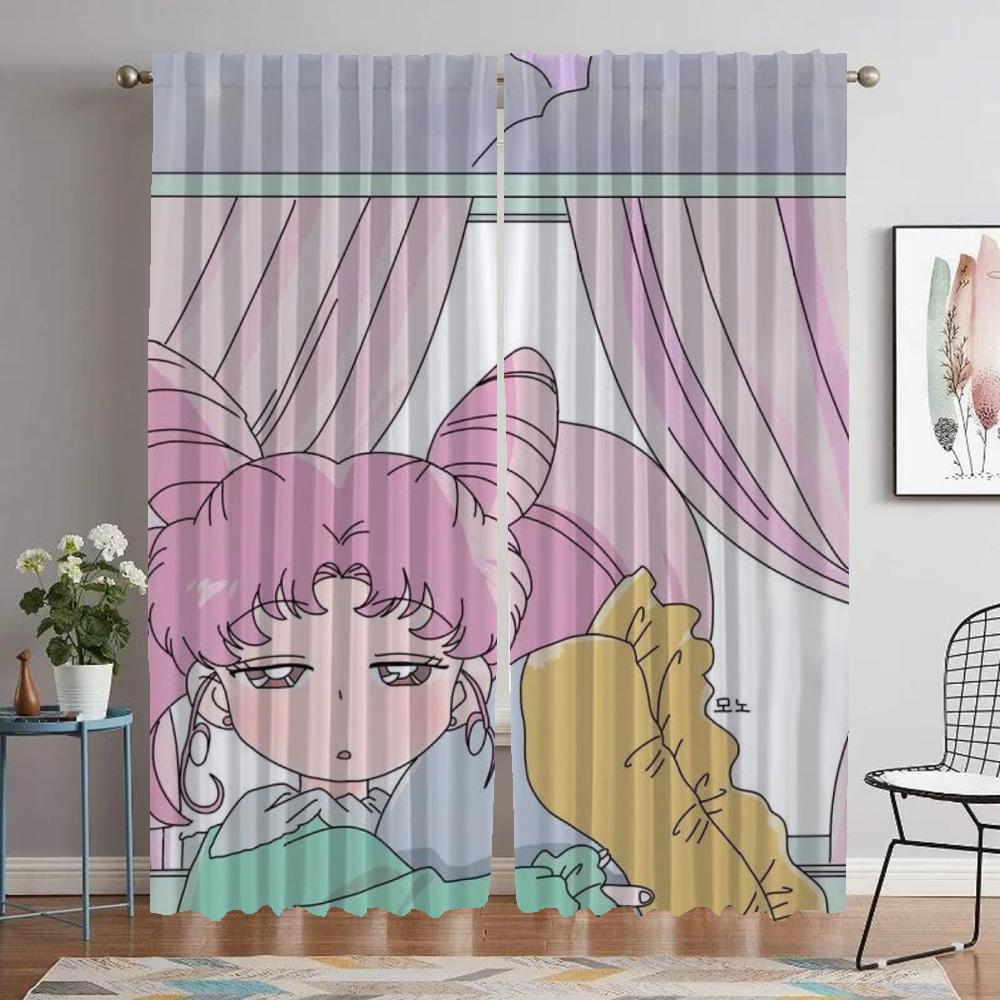 Кухонные шторы для гостиной Шторы Chibiusa Shades Тюль для спальни Украшения на Хэллоуин Перегородка Домашний интерьер Шторы