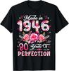 80-летняя, сделано в 1946 году, с цветами, 80-й день рождения, женская футболка, унисекс футболка