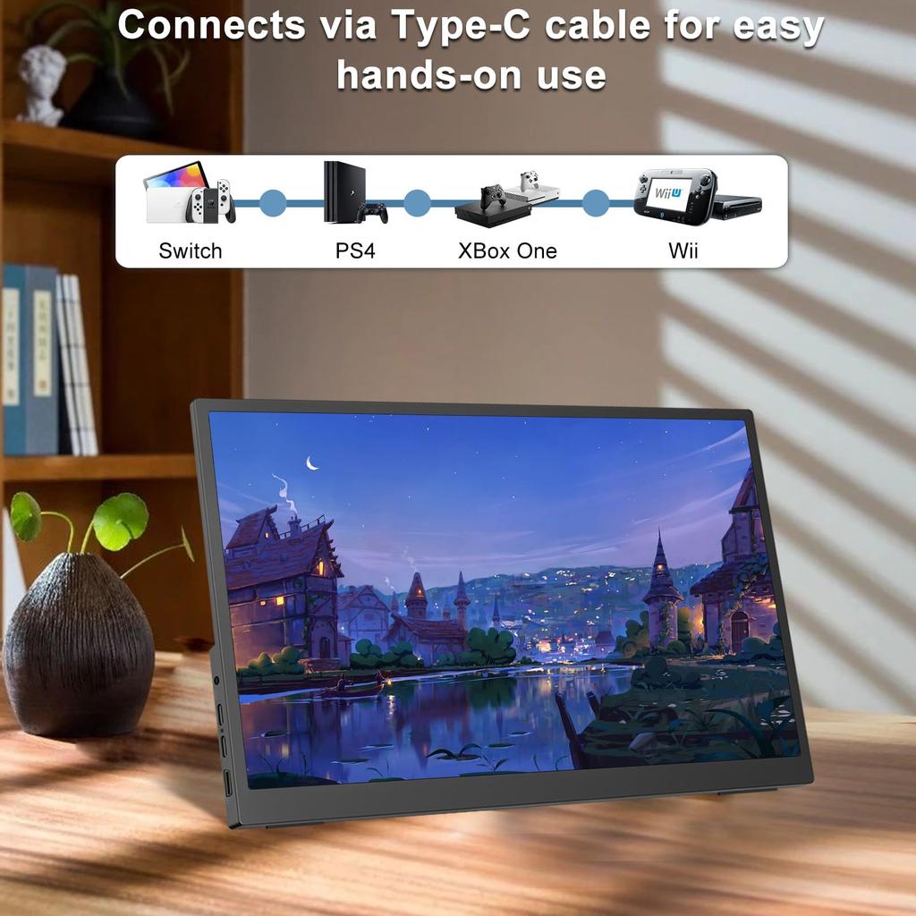 2K Ratio Gaming Monitor with sRGB Wide Color 500nits High Slim and VESA Adjustable Compatible with and More 15.6-inch 32 100% Gamut, Brightness,