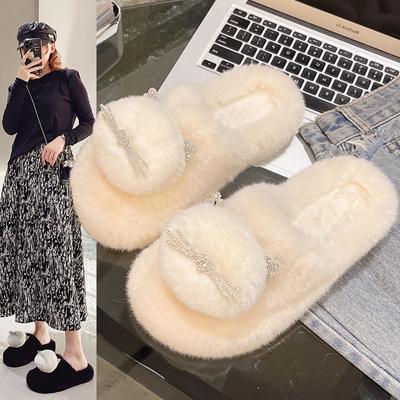 2024 Зима Новые Мягкие Подошвы Baotou Плюшевые Милые Тапочки Модные Кошачьи Плюшевые Теплые Тапочки Женские Домашние Тапочки Для Пола Обувь
