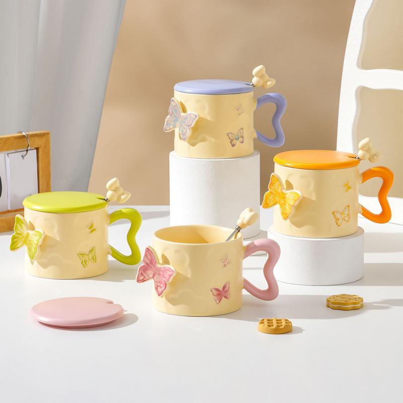 3D Цветок Бабочка Керамическая Кофейная Кружка Бабочки Чайная Чашка Чашки для Молока Воды Подарок на День Рождения для Подруги Мамы Женщин День Матери