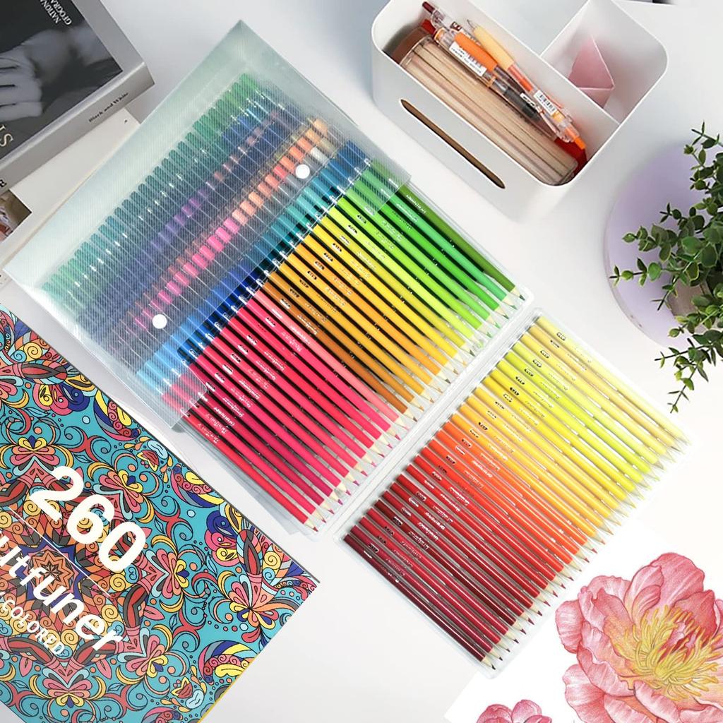 Colored Pencil Set for Students and Portable and Easy To Carry 260-Color Oil-Based Beginners,