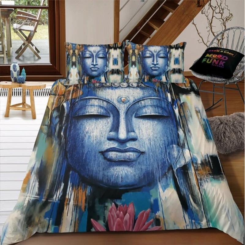 Комплект постельного белья с изображением Будды, цветной каменный комплект постельного белья для подростков, взрослых, размер Queen King, двуспальный, полиэстер, пододеяльник