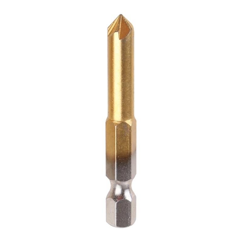 3 Pcs 5 Flutes HSS Industrial Countersink Drill Bit Set Quick Change Bit 1/4 in Hex Shank Chamfer Chamfering Cutter tool