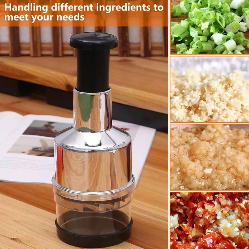 304 Stainless Steel Manual Press Type Garlic Mincer Kitchen Supplies Multifunctional Garlic Onion Vegetable Chopping Machine