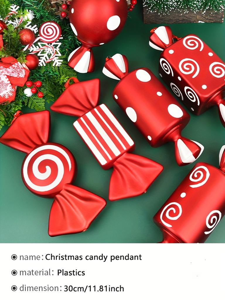 Christmas Decoration 30cm Red Candy Props Christmas Tree Ornaments, Set of 2