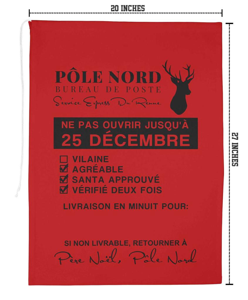 Printtoo 2 шт. Большие мешки Санты с завязками на шнурке, холщовые рождественские подарочные пакеты для детей, Рождество 27x20 дюймов