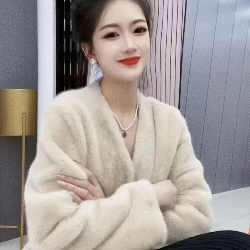 Осень-зима Пальто из искусственного меха Женское флисовое пальто из норки Короткое пальто