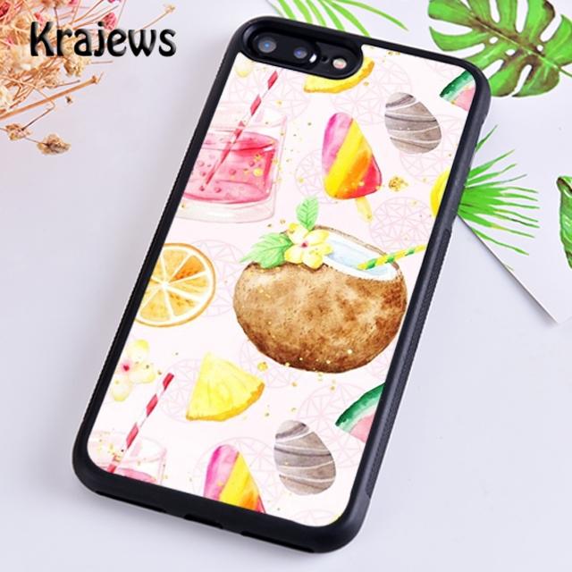 Krajews summer Fruit Coconut on the beach Phone Case Cover For IPhone 18 17 Air 16 15 14 plus 11 12 13 pro max coque Fundas