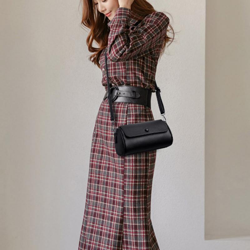 Yogodlns New Small Crossbody Bag Women's Trendy Versatile Cylinder Shoulder Bag Vintage Boston Pillow Design Solid Color Simple Handbags