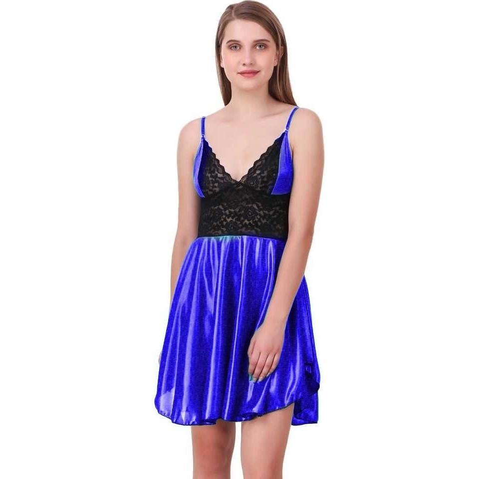 Ladysta Women's Solid Satin Babydoll Nightwear Freesize (S M L)