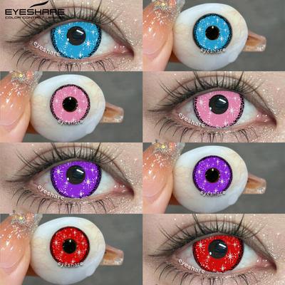 Контактные линзы для Хэллоуина, серия косплея, красные и синие линзы, 1 пара, цветные, красивые, ежегодные контакты для учеников