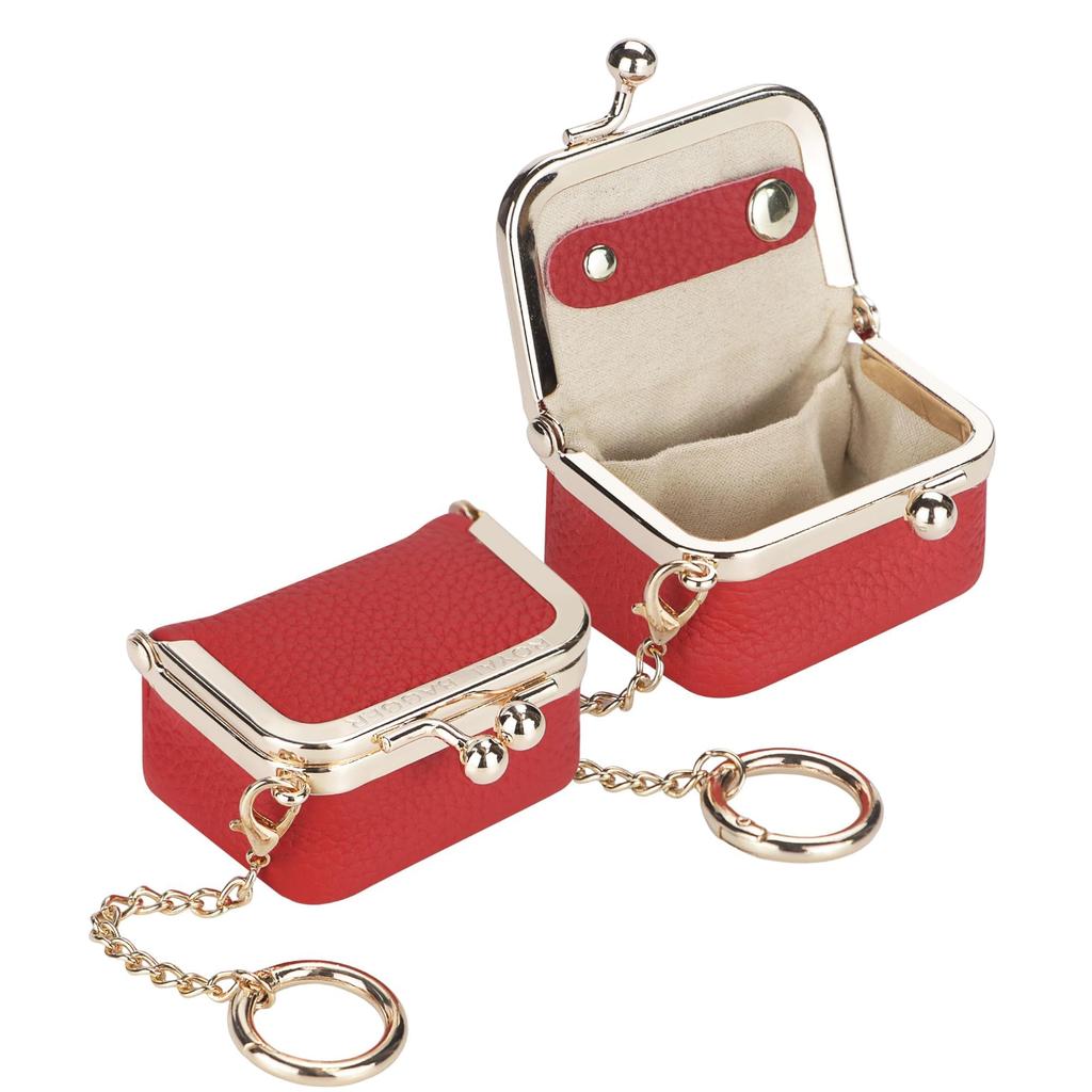 Royal Bagger Genuine Leather Mini Jewelry Box Women's Coin Purse Solid Color Kiss Lock Change Pouch Casual Style Small Storage Bag for Women 1894