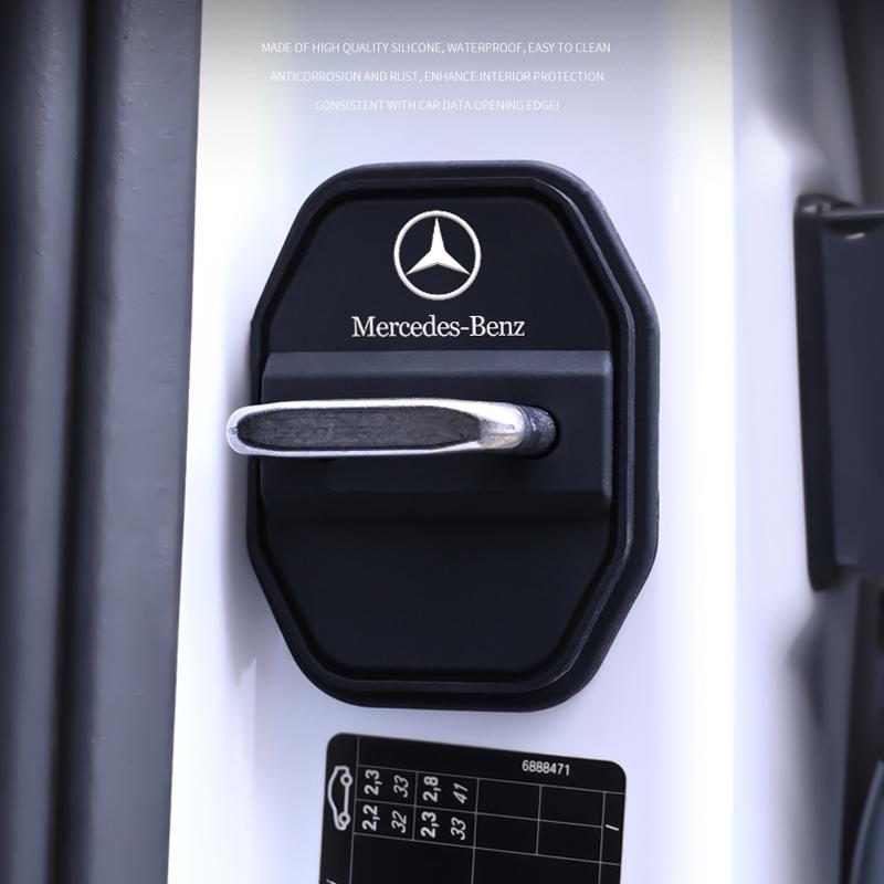 CSB1 4Pcs Silicone Door Lock Buckle Car Door Anti-collision Protective Cover for Mercedes-Benz W203 W204 W205 W210 W211 Ornaments