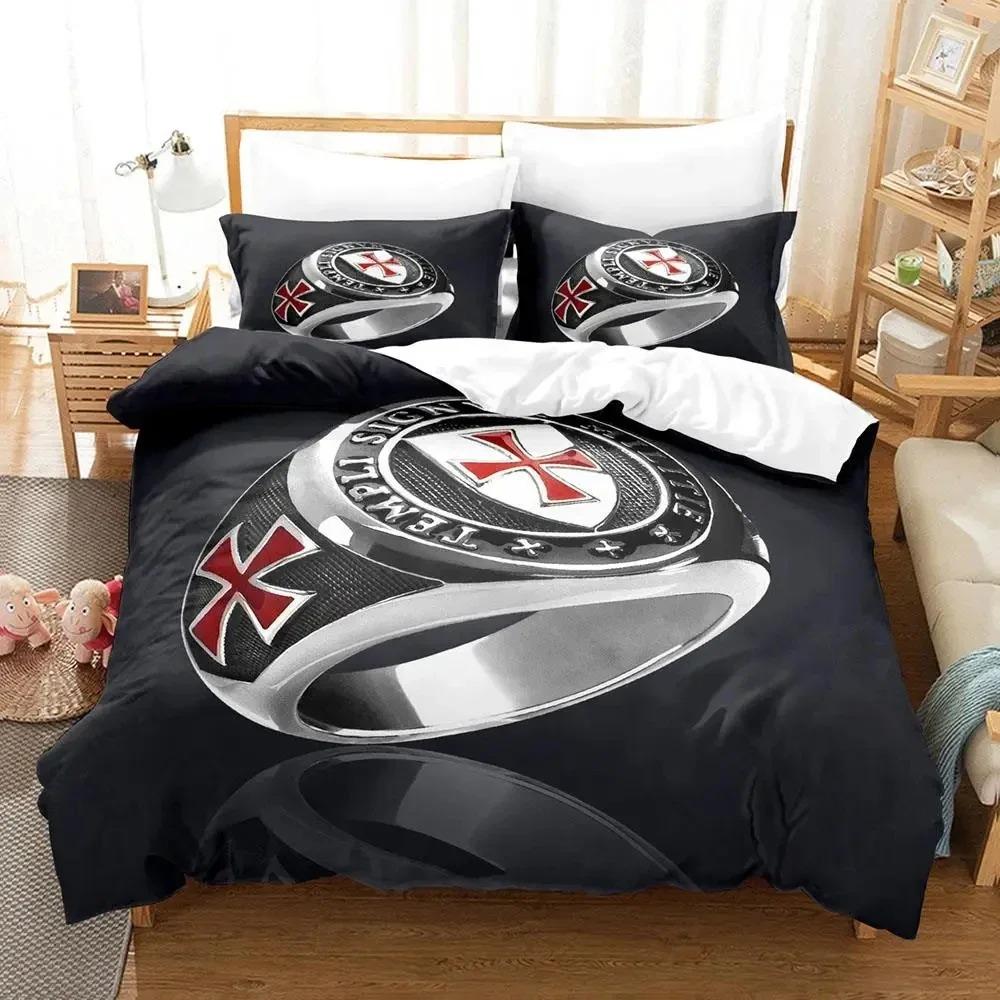 3D Print Christian Knights Templar Bedding Set Duvet Cover Bed Set Quilt Cover Pillowcase Comforter King Queen Size Boys Adult