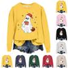 Ladies' Fashionable Casual Long Sleeved Christmas Print Round Neck Hoodie Top