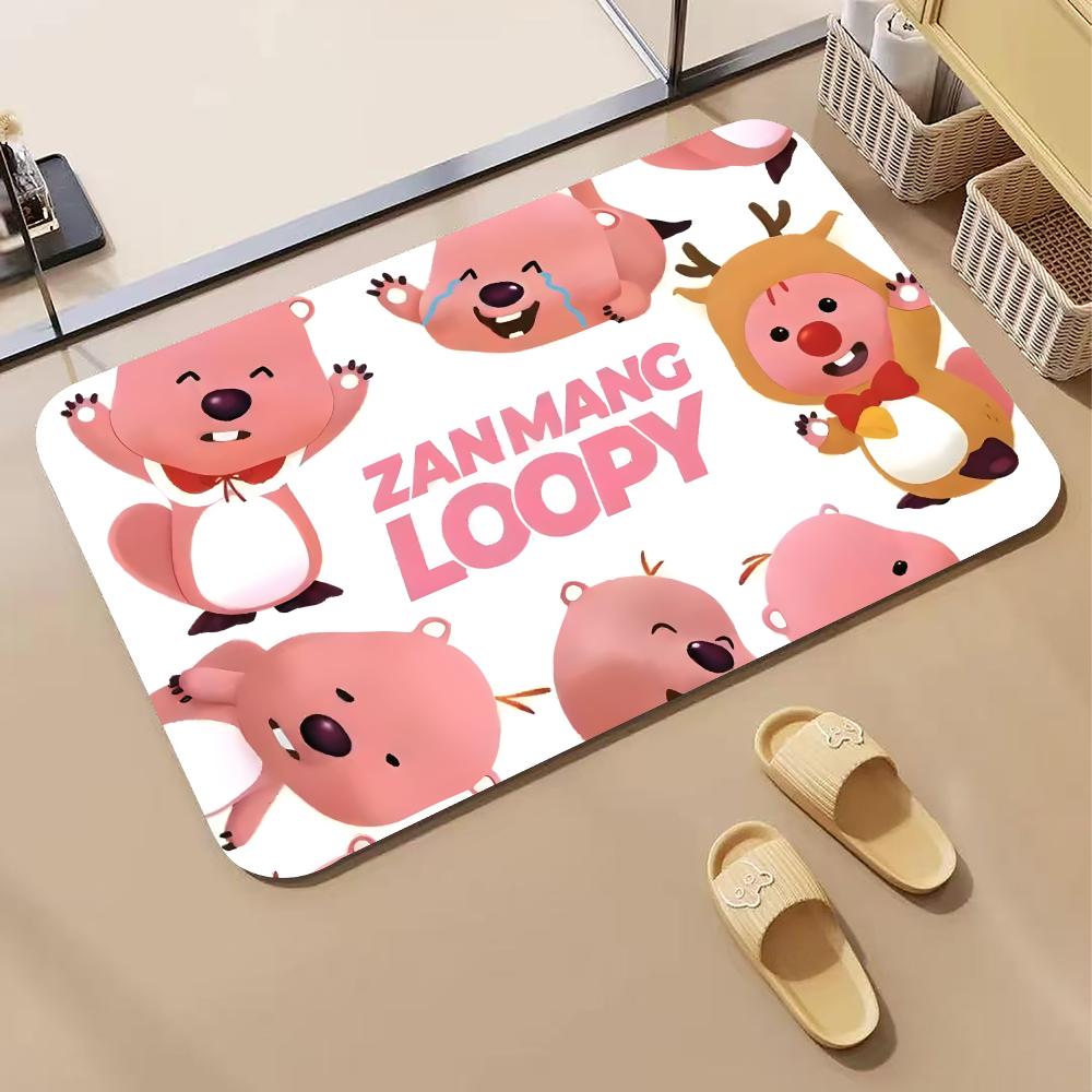 Cartoon-L-loopy Floor Mat Diatomite Bath Mat, Quick Dry Absorbent Non-Slip Door Mat
