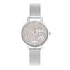 OLIVIA BURTON Dancing Dragonfly Watch with Brushed Glitter Dial and Silver 30mm Women's Mesh, (ob16gb02) [Authorized Retailer]