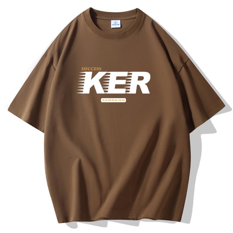 S-5XL KER Мужская свободная футболка с короткими рукавами 100% хлопок