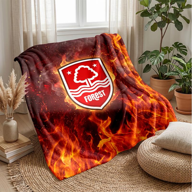 Nottingham Forest Football Print Flannel Blanket, Soft Warm Lightweight Throw Blanket for Sofa Bed Camping