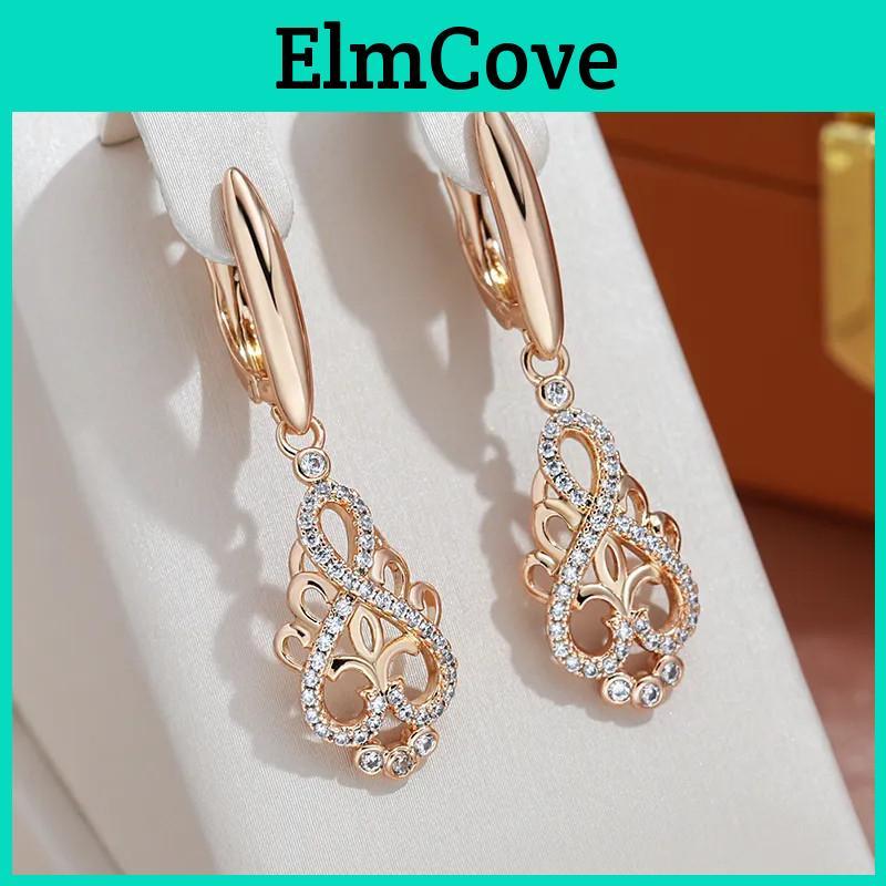 Long Zircon Luxury Golden Color Dangle Womens Love Infinity Earrings Fashion Wedding Jewelry Party Personality Earrings