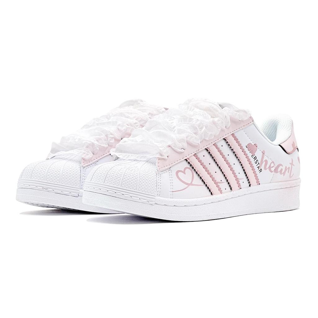 adidas Originals Superstar 2 Сердечный Граффити Сердце Низкие Скейтбордические Кроссовки Унисекс Розовый Белый IH8659(КомандаS1-СердцеS-КОРОБКА)
