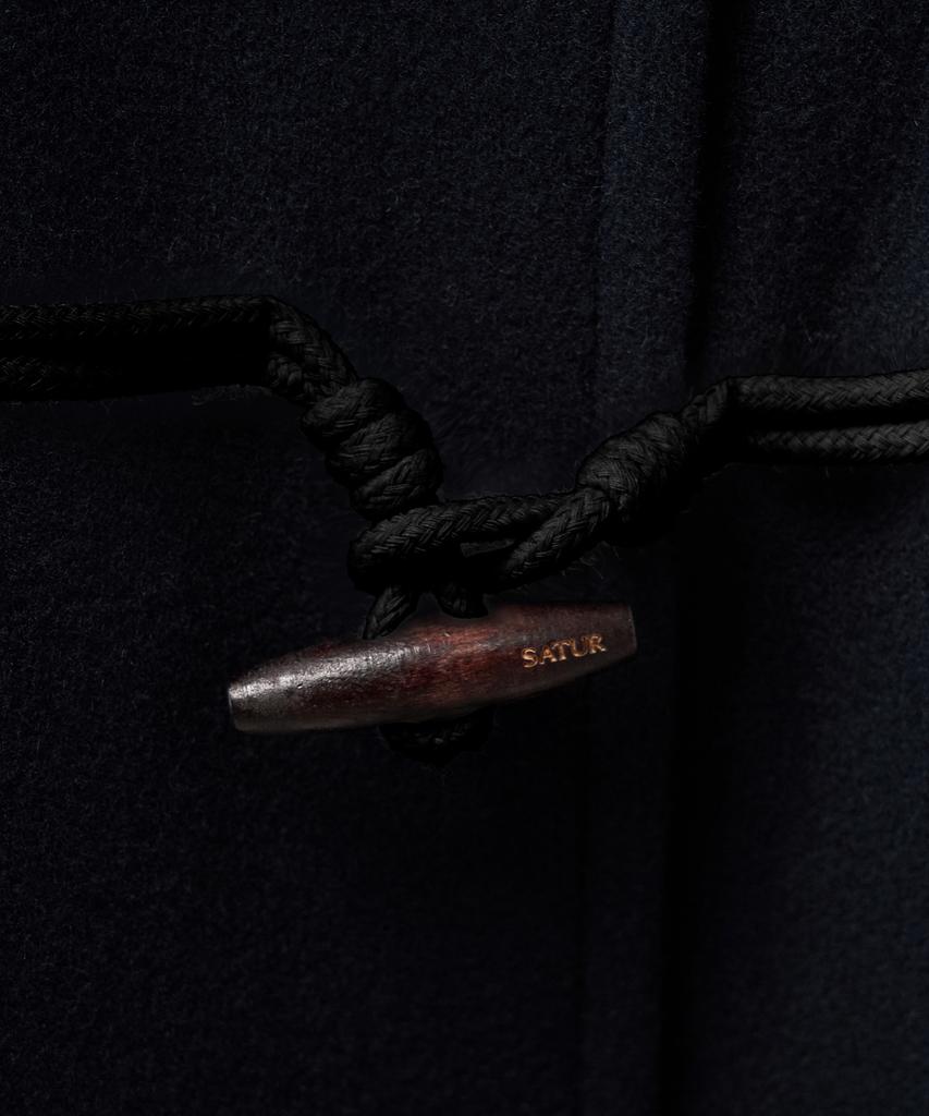 Satur (W) Hooded Wool Blend Duffle Half Coat Navy