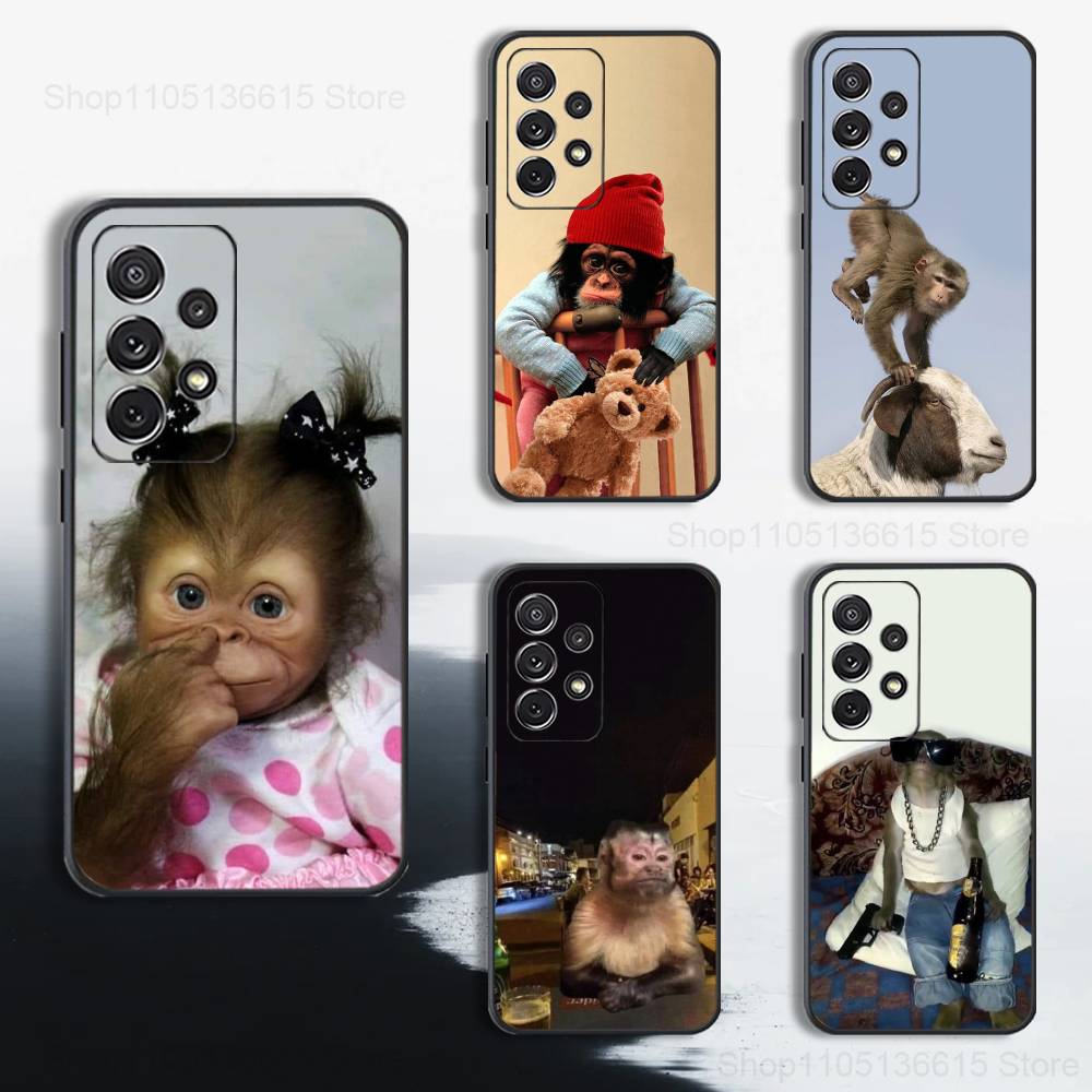 Забавный Милый Обезьянка Чехол Для Samsung S21,S9,S22,S25,S20,S10,Plus,Ultra,S24,S23,FE,Lite,Мягкий Силикон Черный