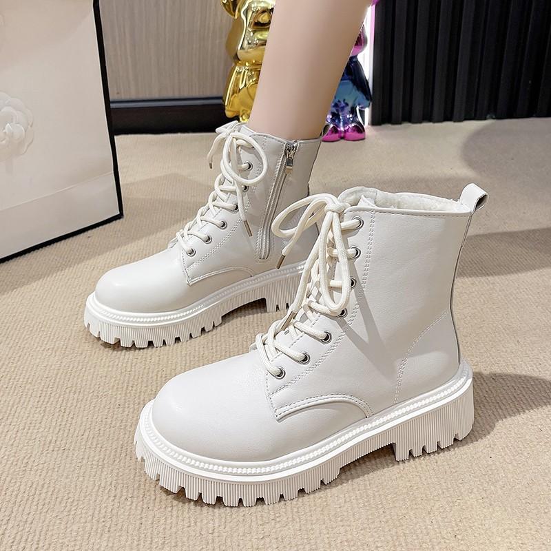Осень-зима Новые дизайнерские ботильоны для женщин Модные повседневные корейские мотоциклетные ботинки большого размера Женская повседневная обувь на платформе