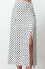 Women's Style Skirt Ecru Polka Dot Slit Detailed Viscose Midi Woven Skirt
