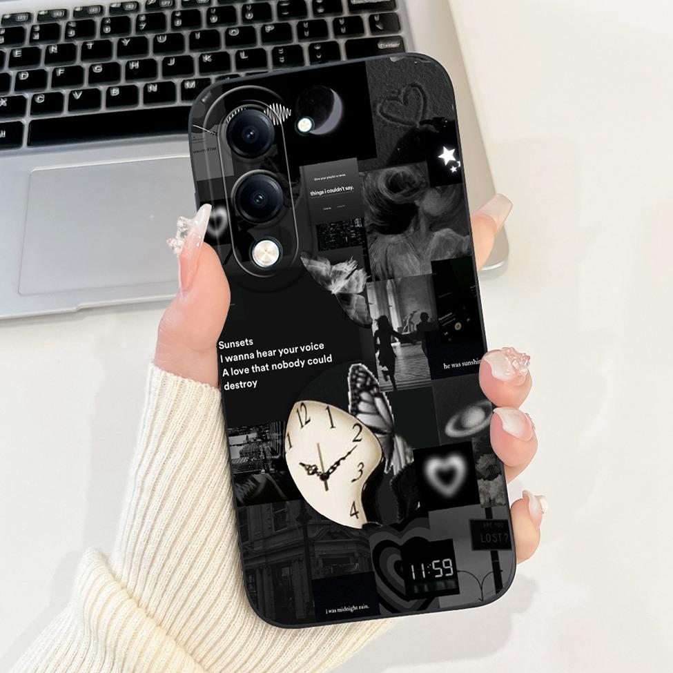 For Vivo Y04 Case V2430 Silicone Cute Cat Fashion Butterfly Flowers Love Painted Back Cover For Vivo Y04 4G Phone Case Bumper
