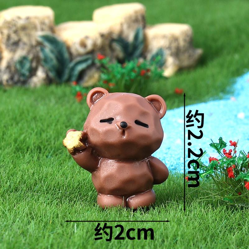 5Pcs Cartoon Geometric Bear Animal Miniatures Resin Ornaments DIY Fairy Garden Decoration Moss Terrarium Micro Landscape