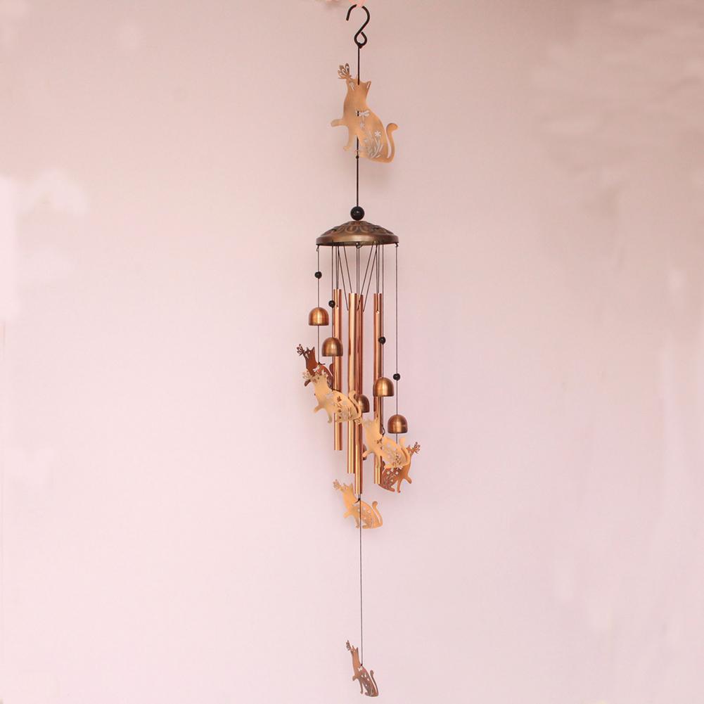 Indoor Wind Chime Vintage Wind Chime with 4 Metal Tubes S-shaped Hook for Garden Patio Outdoor Decor Rooster Dog Cat Bell