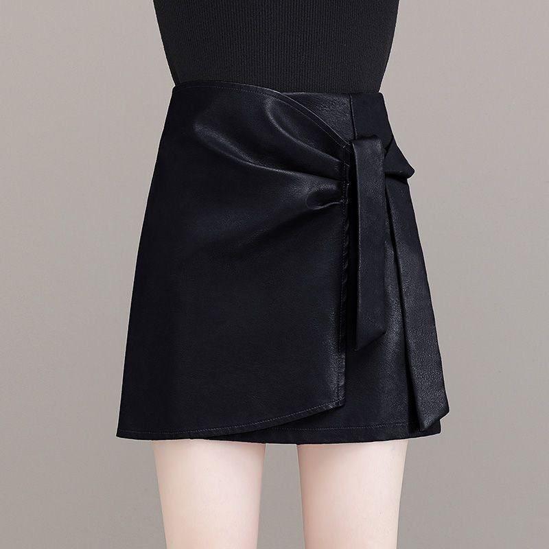 Brand High Waist Short Leather Skirt With Asymmetrical Design For Women