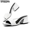 Thick Heel Slippers Ladies Summer Platform Thick Sole Middle Heel Sandals and Slippers Outerwear