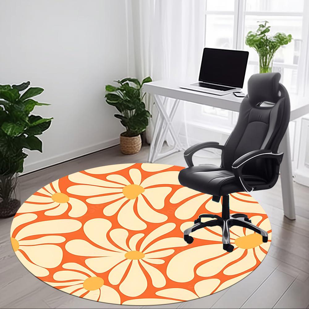 1pc Floral Pattern Office Round Area Rug, Indoor Mat Suitable For Office, Under Office Chairs Bedroom Living Room Home Decor, Room Deco
