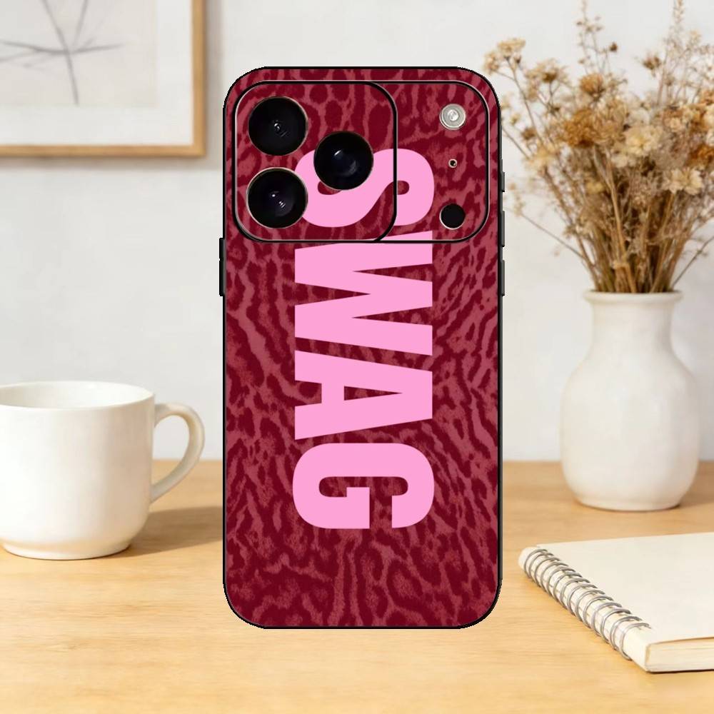 Роскошный чехол в стиле Y2K SWAG для iPhone 17,16,15,14,13,12,11 Plus,Pro Max,SE4Мягкий силиконовый черный чехол
