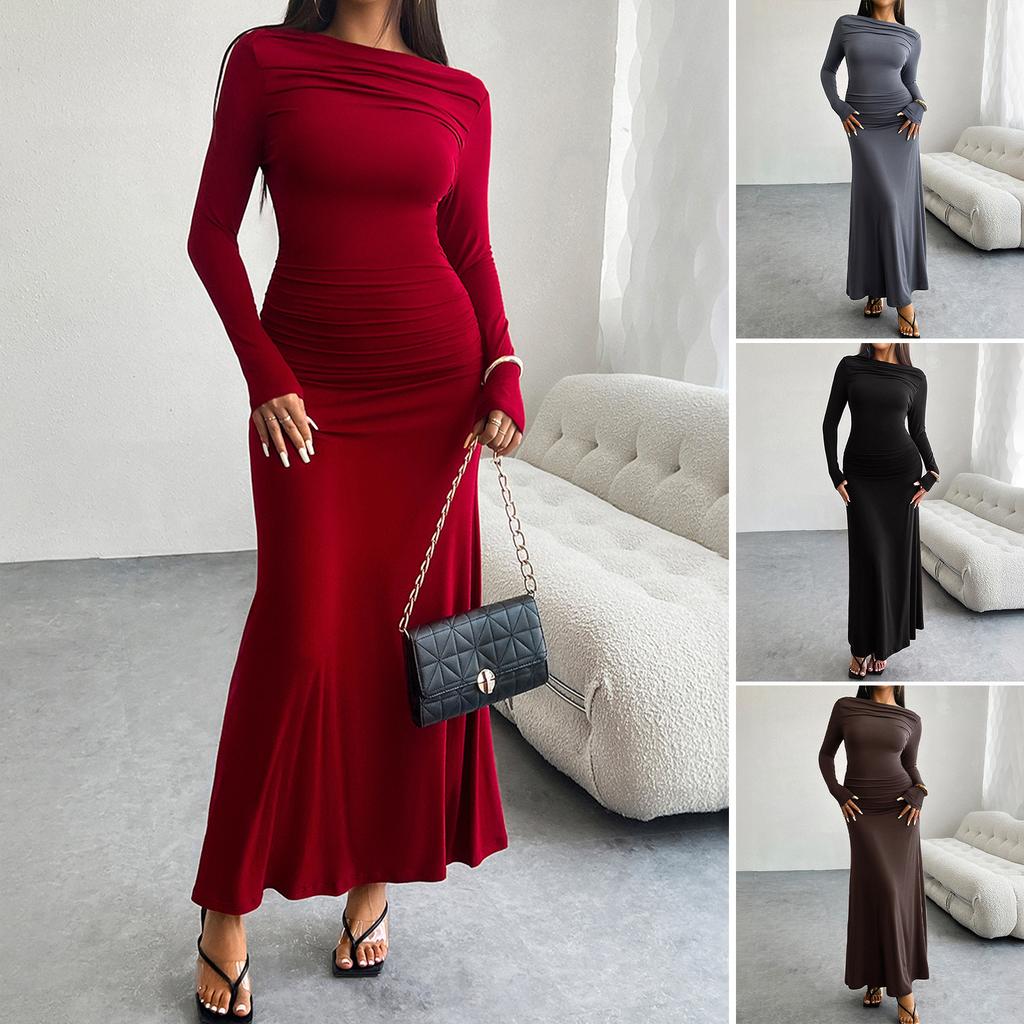 New Women'S Clothing Daily Temperament Elegant Casual Pure Desire Sexy Printed Jumpsuit Long Skirt Light Dress High-End Party Dress