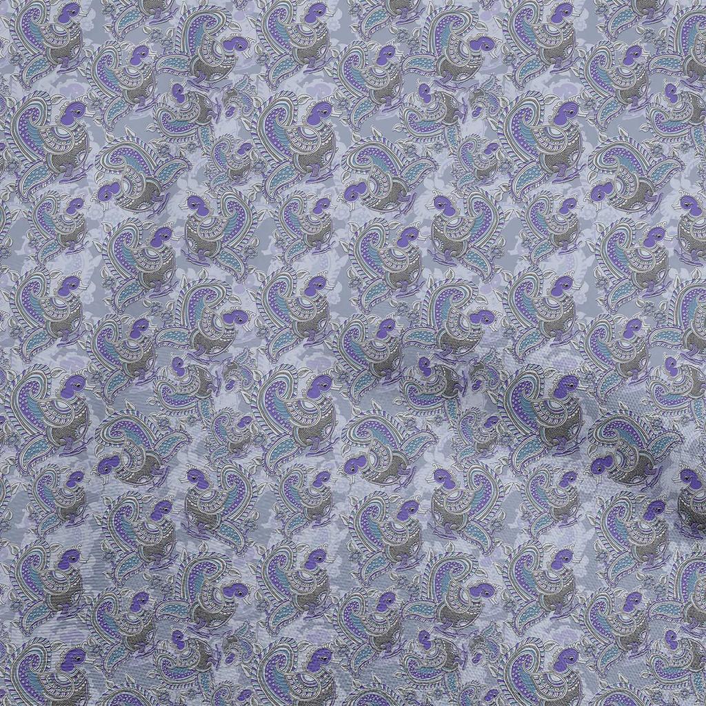 oneOone Cotton Flex Dusty Blue Fabric Kalamkari Sewing Craft Projects Fabric Prints By Yard 40 Inch