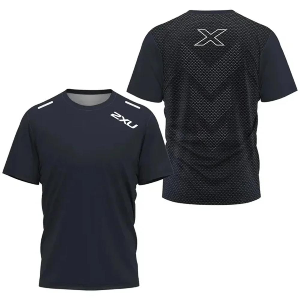 Мужская спортивная футболка 2XU с быстрым высыханием для активного отдыха и фитнеса, мужская дышащая футболка с коротким рукавом для тенниса, легкий свободный топ для бега