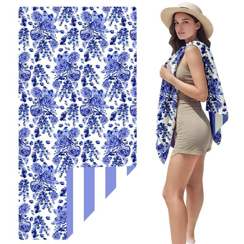 Леопардовый принт, плетение волн, двухстороннее пляжное полотенце с принтом, быстросохнущее двухстороннее бархатное солнцезащитное полотенце для серфинга, большое квадратное банное полотенце