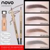 Вращающийся карандаш для бровей NOVO с 3 сменными стержнями и трафаретом: Стойкий, устойчивый к смазыванию, подходит для новичков, двусторонний для четких штрихов.