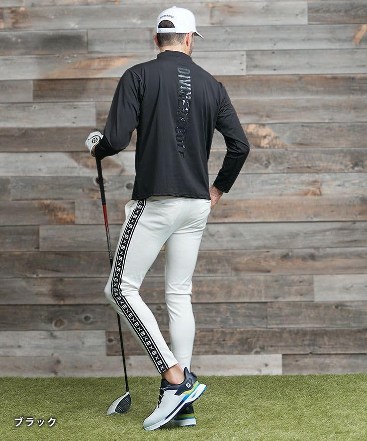 DIVINER GOLF Men's Mock Neck Long Sleeve T-Shirt with Logo, Size L, Black.
