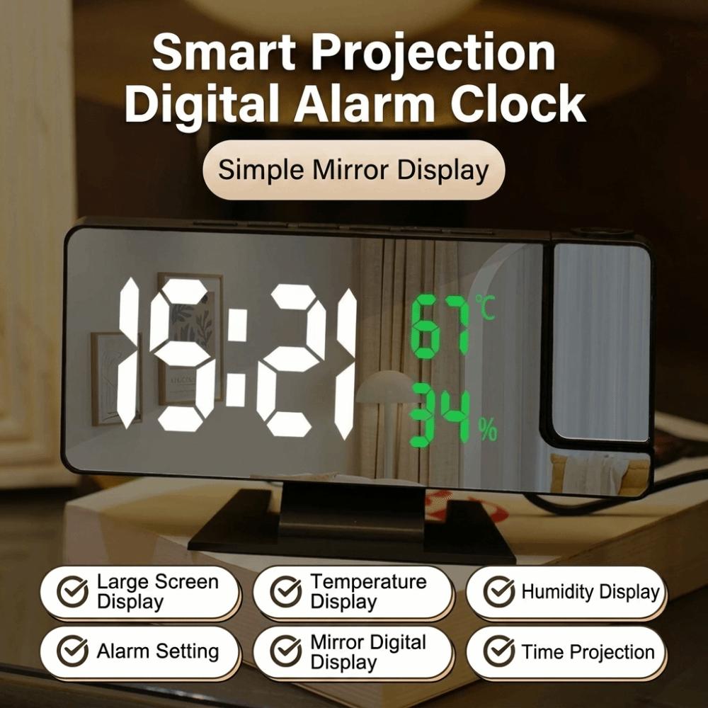 Rotatable Alarm Clock Temperature Humidity Display Electronic Alarm Clock Bedroom