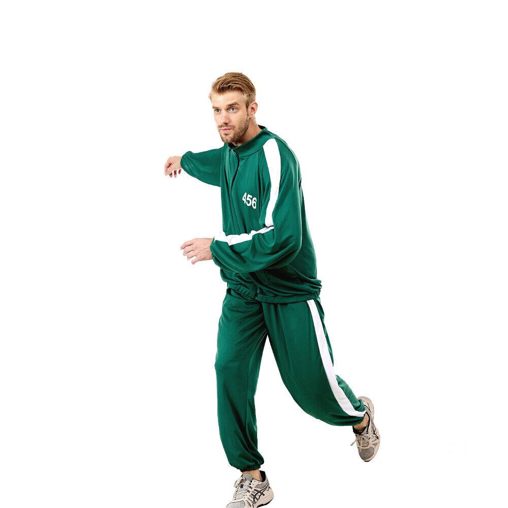 Adult Squid Game Costume Men Green Number Jackets Sportswear Halloween Cosplay Props Sport Suit