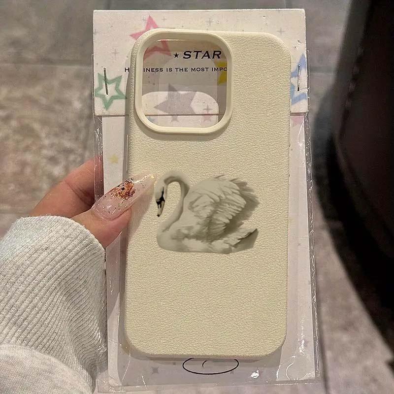 Элегантный чехол в эстетике Белого Лебедя для iPhone 17Air 16 15 14 13 12 11 Pro Max Plus, матовый мягкий силиконовый противоударный чехол в стиле Ins